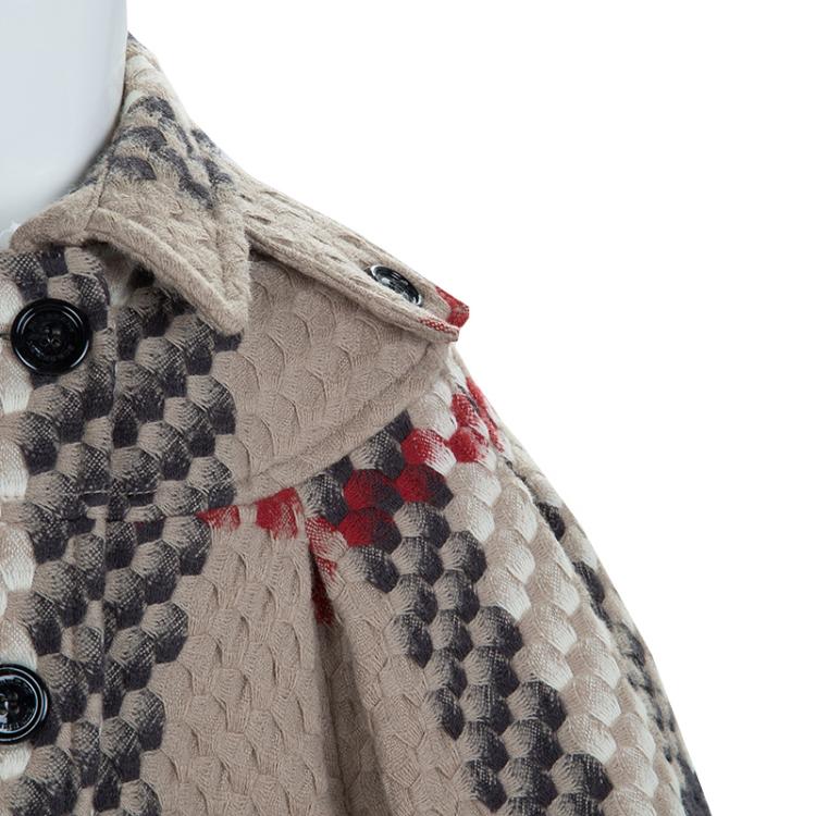 Pre Owned Burberry Beige Textured Wool Poncho 5 Yrs