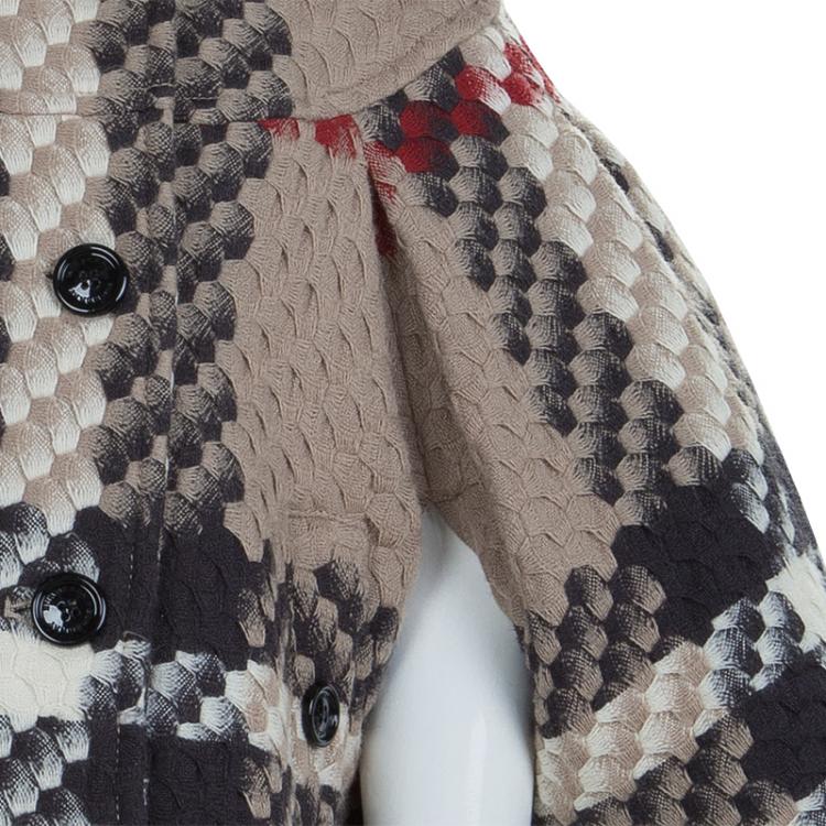 Pre Owned Burberry Beige Textured Wool Poncho 5 Yrs