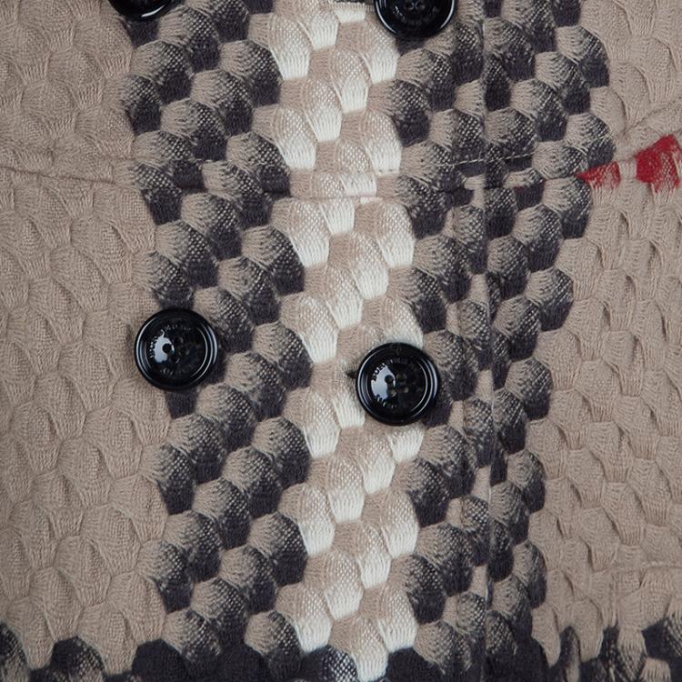 Pre Owned Burberry Beige Textured Wool Poncho 5 Yrs