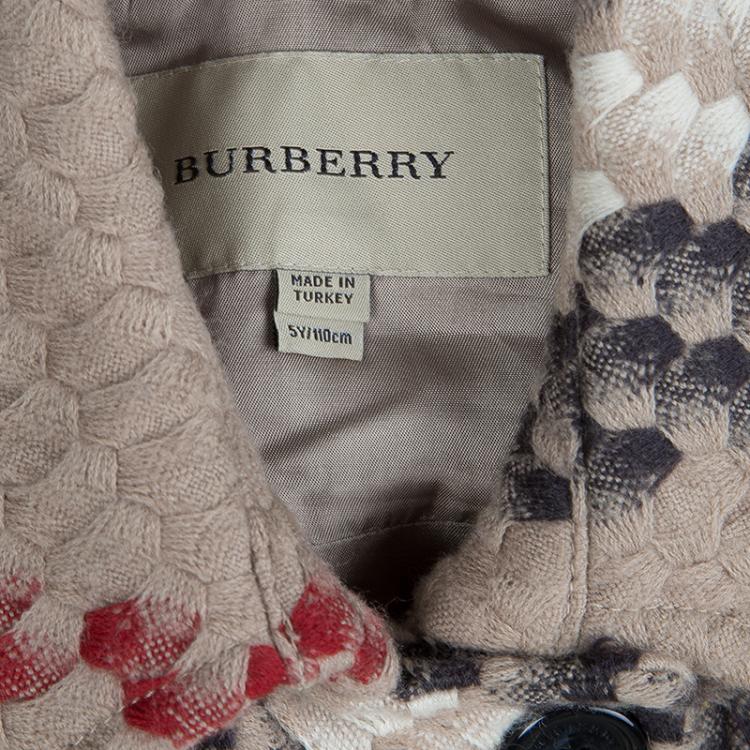 Pre Owned Burberry Beige Textured Wool Poncho 5 Yrs