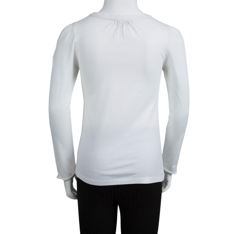 Pre Owned Burberry White Logo Print Long Sleeve T-Shirt 6 Yrs