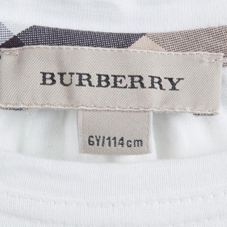 Pre Owned Burberry White Logo Print Long Sleeve T-Shirt 6 Yrs