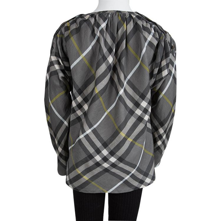 Pre Owned Burberry Grey Nova Check Long Sleeve Top 12Y