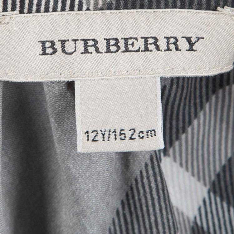 Pre Owned Burberry Grey Nova Check Long Sleeve Top 12Y
