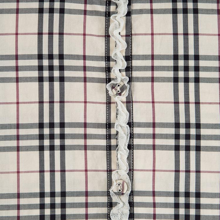 Pre Owned Burberry Nova Check Printed Cotton Trim Detail Short Sleeve Shirt 14 Yrs