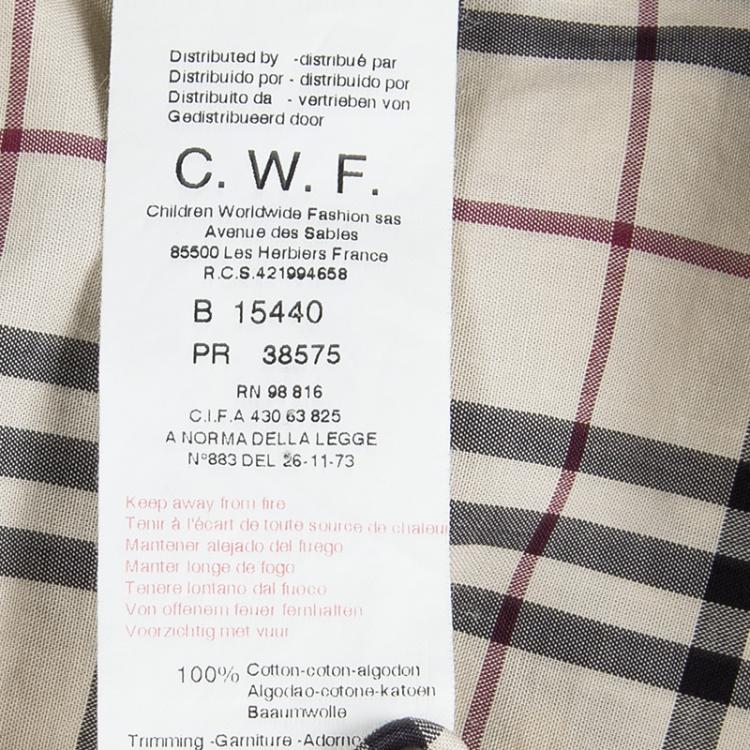 Pre Owned Burberry Nova Check Printed Cotton Trim Detail Short Sleeve Shirt 14 Yrs