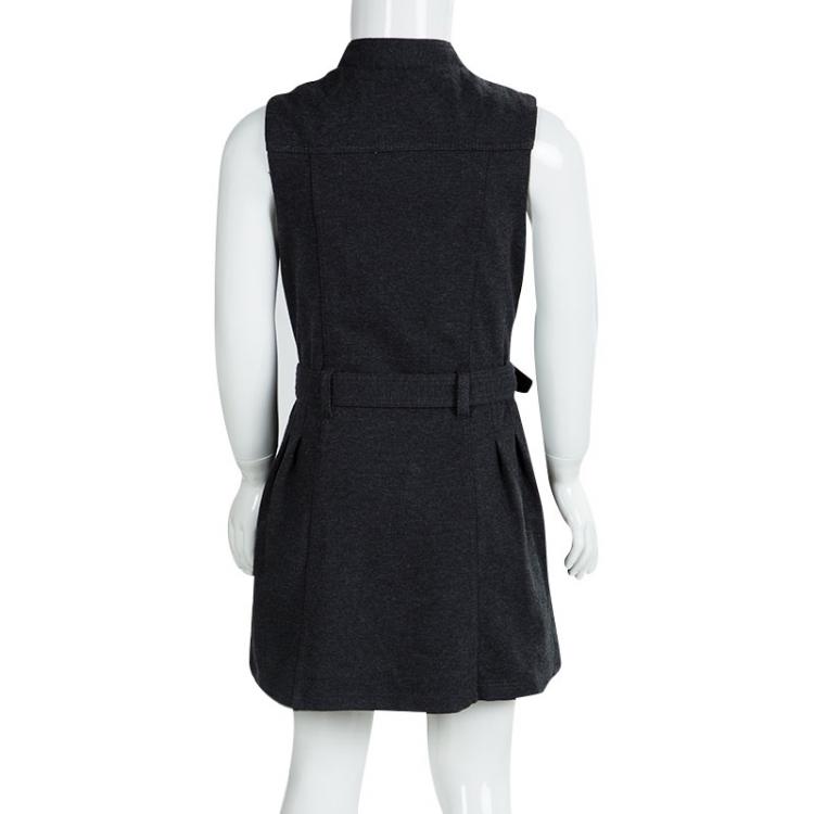 Pre Owned Burberry Grey Double Breasted Sleeveless Belted Trench Style Dress 5-6 Yrs