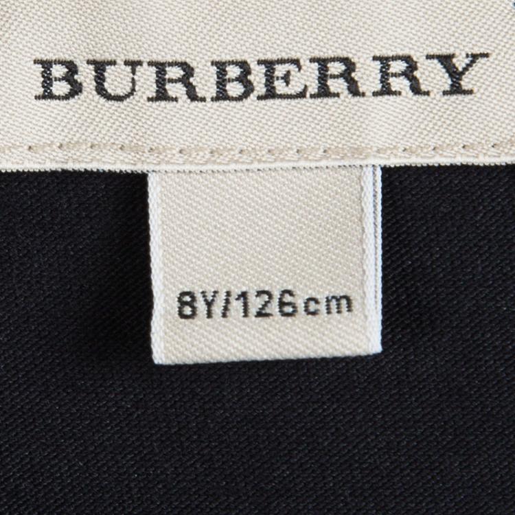 Pre Owned Burberry Black Cotton Nova Check Shoulder Detail Top 8 Yrs