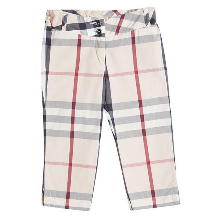 Burberry Beige Cotton Nova Check Print Capri Pants 4 Yrs Burberry Kids | TLC