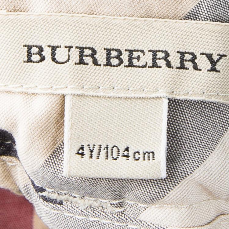 Pre Owned Burberry Beige Cotton Nova Check Print Capri Pants 4 Yrs