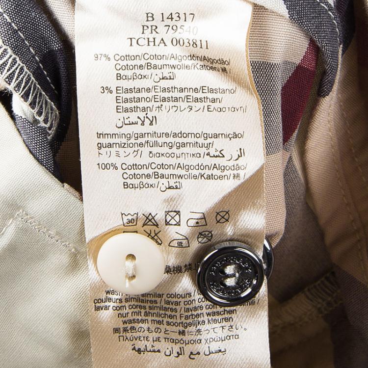 Pre Owned Burberry Beige Cotton Nova Check Print Capri Pants 4 Yrs