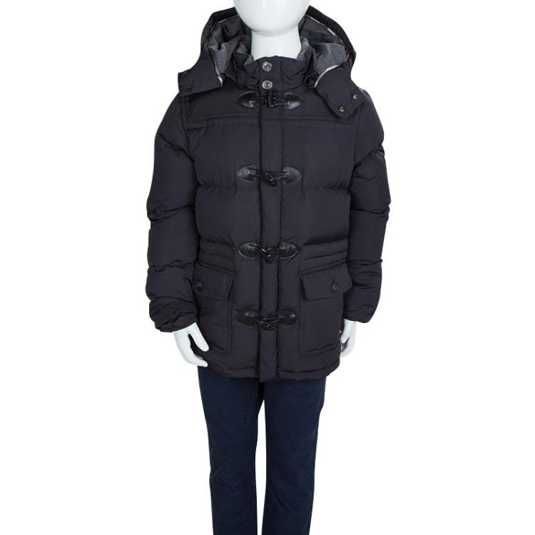 Pre Owned Burberry Black Quilted Toggle Button Detail Hooded Down Jacket 8 Yrs