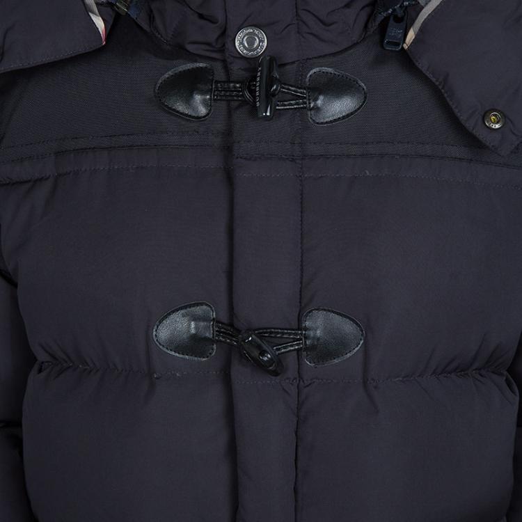 Pre Owned Burberry Black Quilted Toggle Button Detail Hooded Down Jacket 8 Yrs