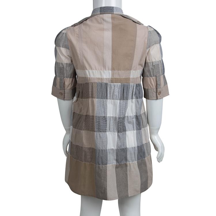 Pre Owned Burberry Brown Nova Check Print Cotton Dress  5 Yrs