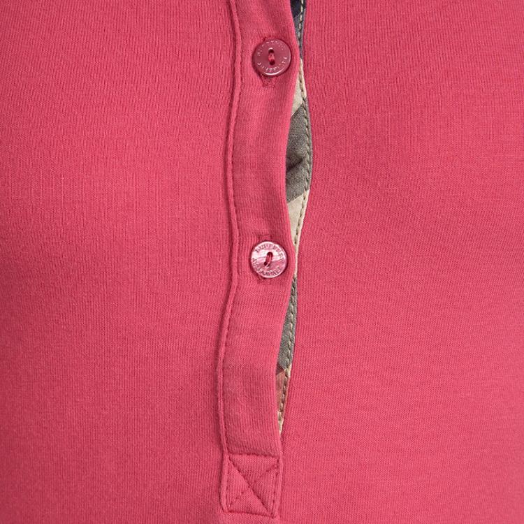 Pre Owned  Burberry Red Cotton Nova Check Shoulder Detail Top 6 Yrs