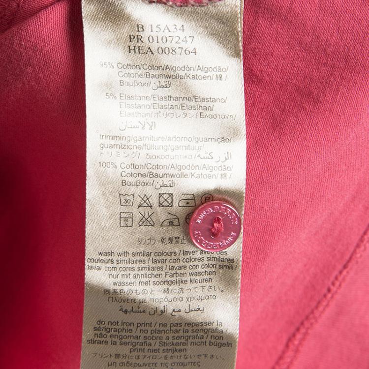 Pre Owned  Burberry Red Cotton Nova Check Shoulder Detail Top 6 Yrs