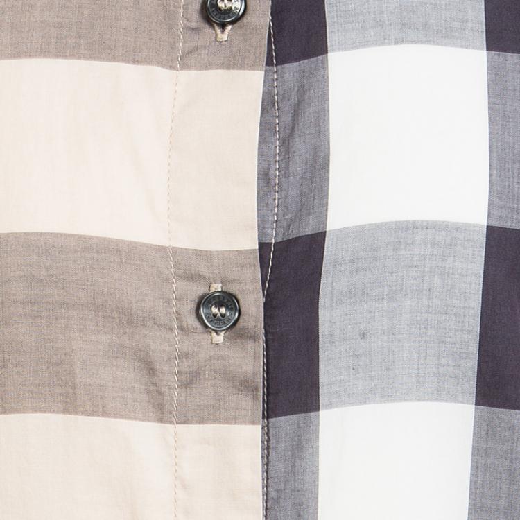Pre Owned Burberry Beige Nova Check Cotton Cap Sleeve Button Front Shirt Dress 8 Yrs