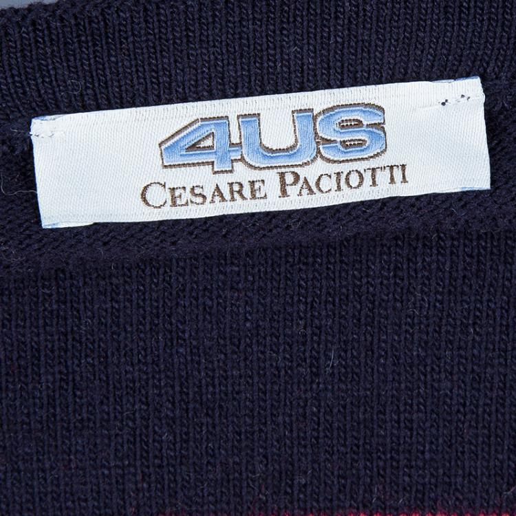 Pre Owned Cesare Pacciotti Colorblock Striped Long Sleeve Crew Neck Sweater 10 Yrs
