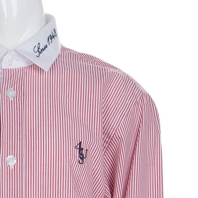 Pre Owned Cesare Paciotti Red and White Striped Long Sleeve Button Front Shirt 12 Yrs