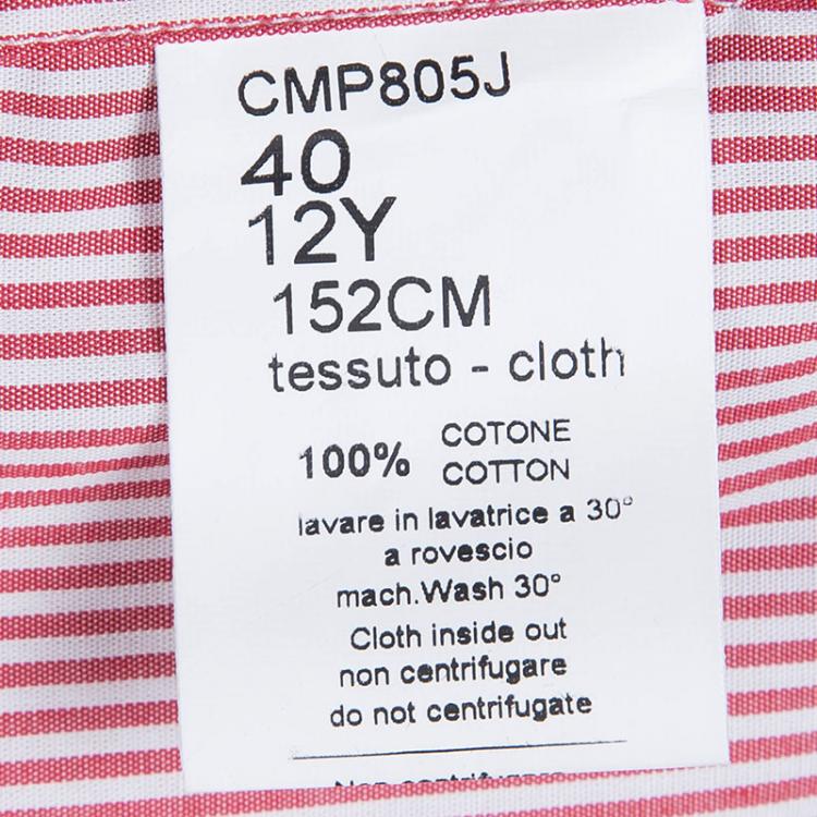 Pre Owned Cesare Paciotti Red and White Striped Long Sleeve Button Front Shirt 12 Yrs