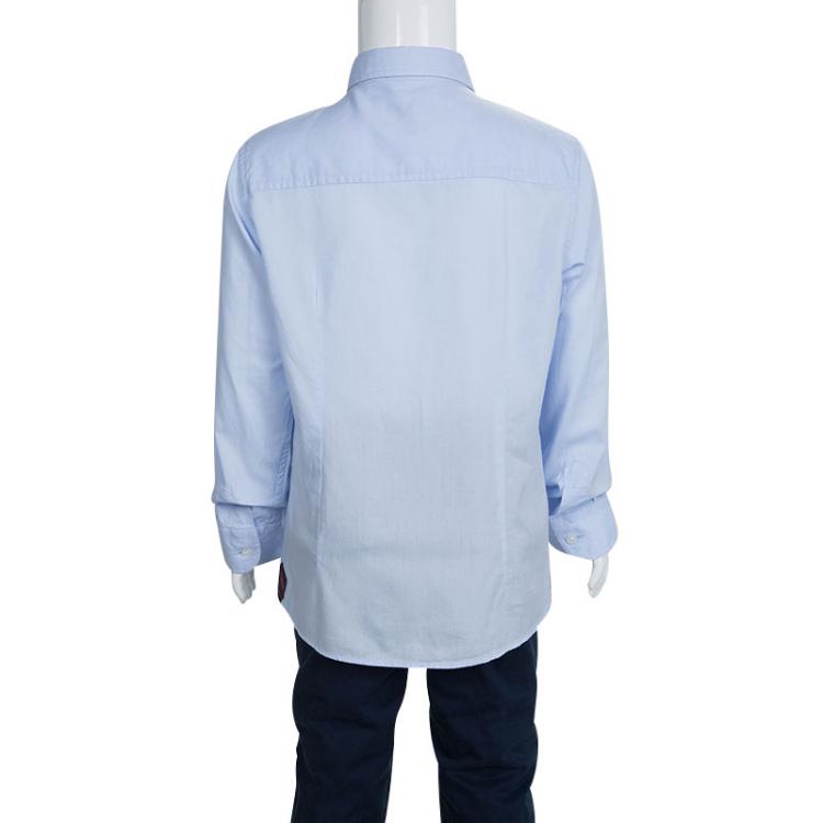 Pre Owned Cesare Paciotti Blue Cotton Long Sleeve Button Front Shirt 6 Yrs