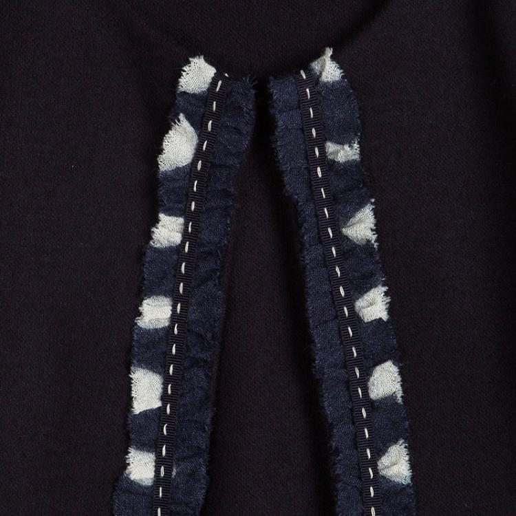 Pre Owned CH Carolina Herrera Navy Blue Ruffle Trim Detail Open Front Jacket 6 Yrs