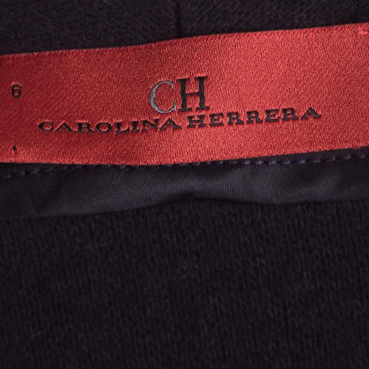 Pre Owned CH Carolina Herrera Navy Blue Ruffle Trim Detail Open Front Jacket 6 Yrs