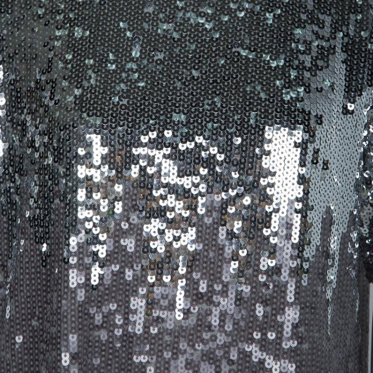 Pre Owned Chloe Silver All Over Sequin Embellished Knit Dress 10 Yrs