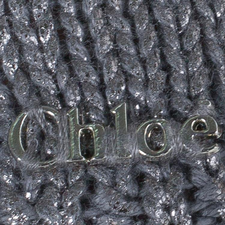 Pre Owned Chloe Silver Knit Metallic Finish Buttondown Cardigan 10 Yrs