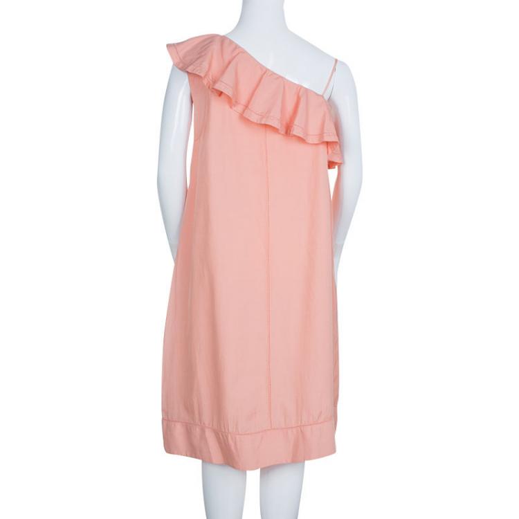 Pre Owned Chloe Pale Pink Ruffle Detail One Shoulder Dress 12 Yrs