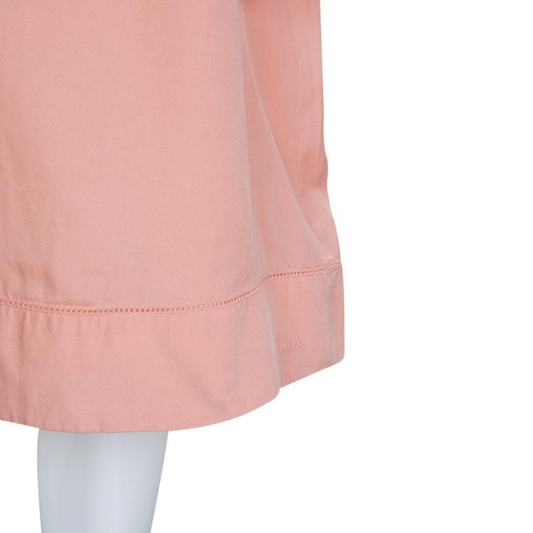 Pre Owned Chloe Pale Pink Ruffle Detail One Shoulder Dress 12 Yrs