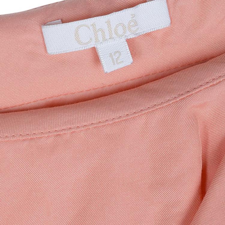 Pre Owned Chloe Pale Pink Ruffle Detail One Shoulder Dress 12 Yrs