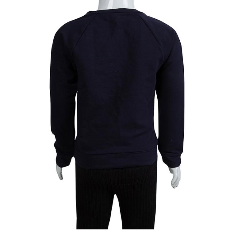 مملوكة مسبقًا Chloe Navy Blue Knit Bow Ruffle Detail Sweatshirt 6 Yrs