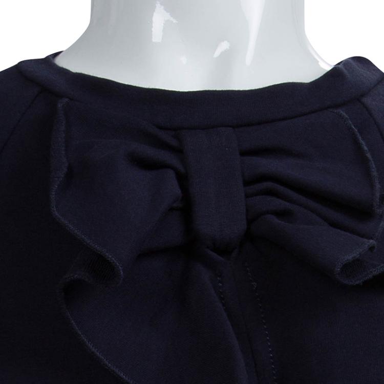 مملوكة مسبقًا Chloe Navy Blue Knit Bow Ruffle Detail Sweatshirt 6 Yrs