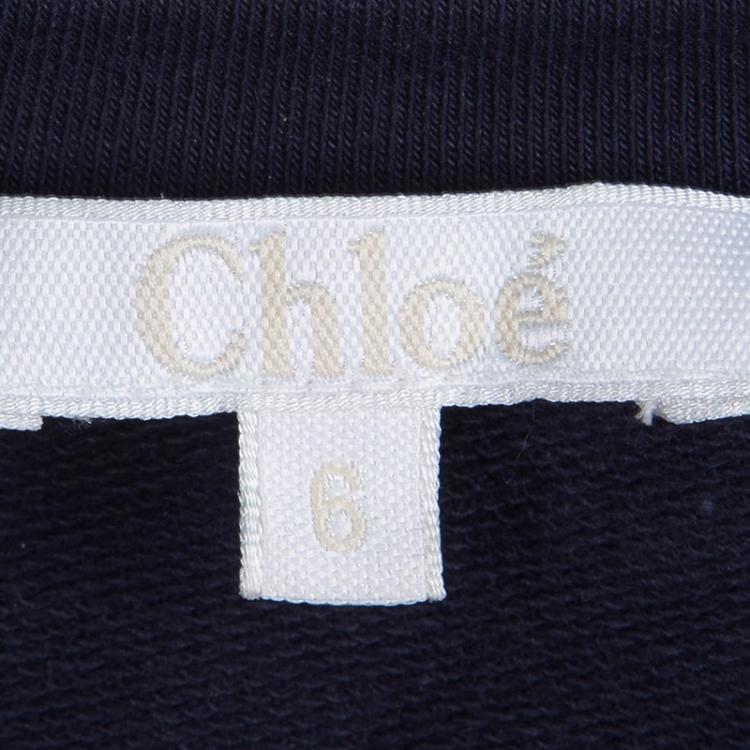 مملوكة مسبقًا Chloe Navy Blue Knit Bow Ruffle Detail Sweatshirt 6 Yrs