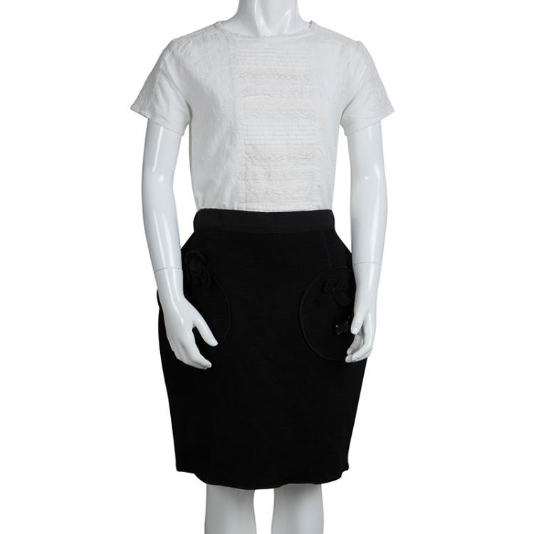 Pre Owned D&G Junior Black Wool Embellished Skirt 9-10 Yrs