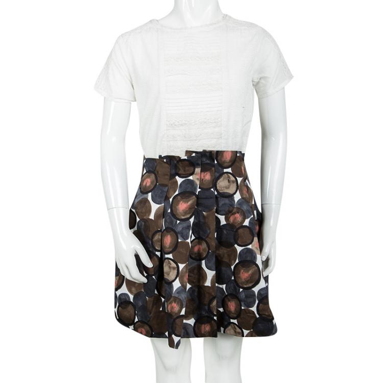 Pre Owned Christian Dior Multicolor Printed Cotton Pleated Skirt 8Yrs