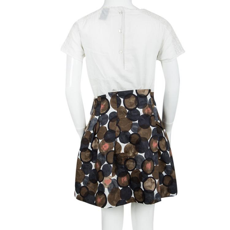 Pre Owned Christian Dior Multicolor Printed Cotton Pleated Skirt 8Yrs