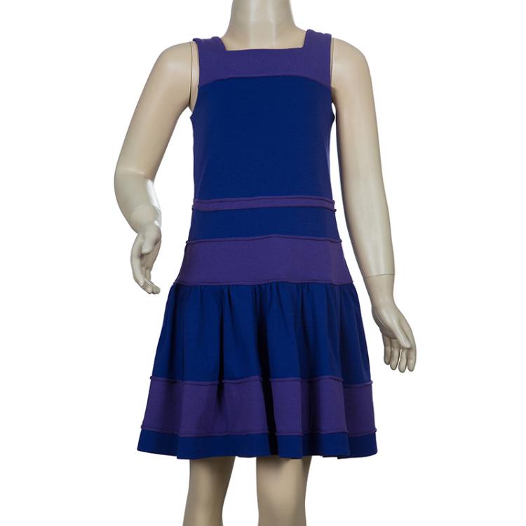 Pre Owned Dior Purple Colorblock Sleeveless Dress 6 Yrs