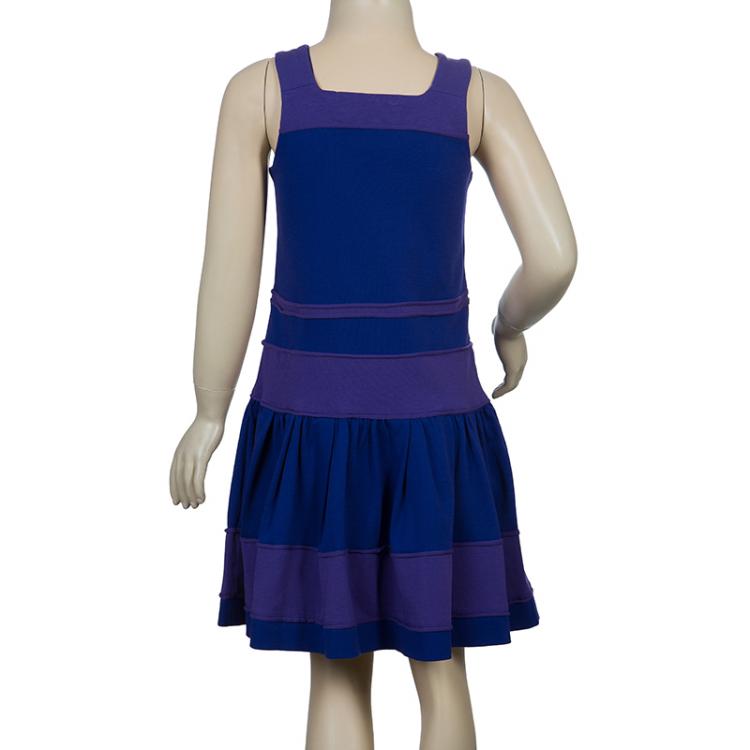 Pre Owned Dior Purple Colorblock Sleeveless Dress 6 Yrs