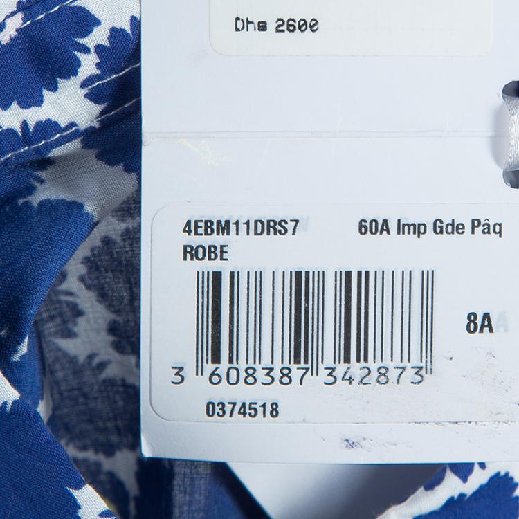 Pre Owned Dior Blue Floral Print Sleeveless Belted Shirt Dress Size 8 Yrs