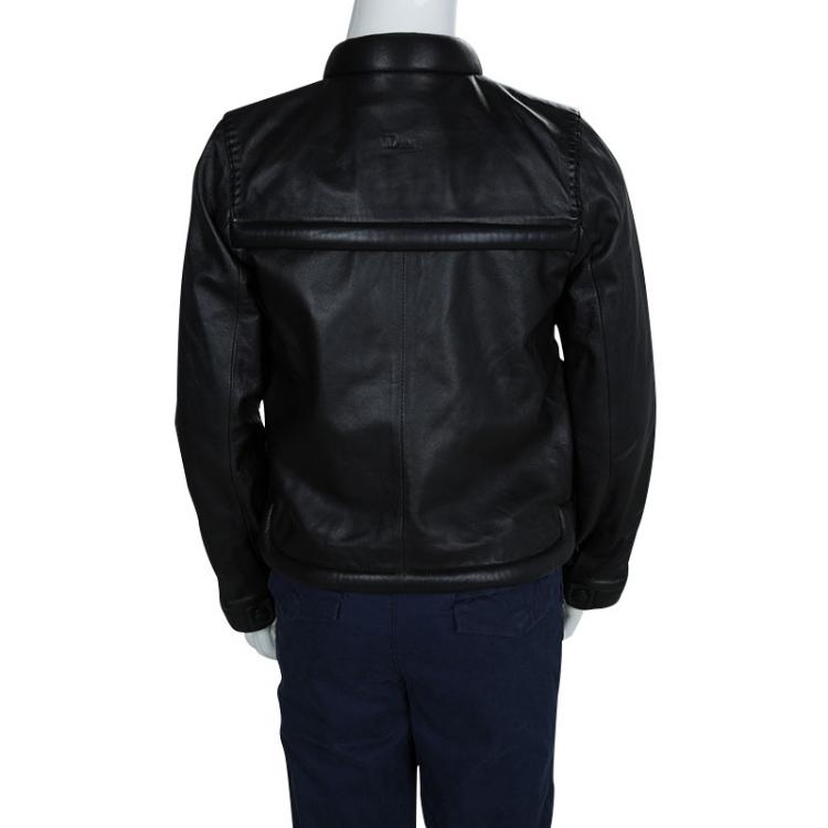 Pre Owned Dior Black Qulted Leather Jacket 8 Yrs