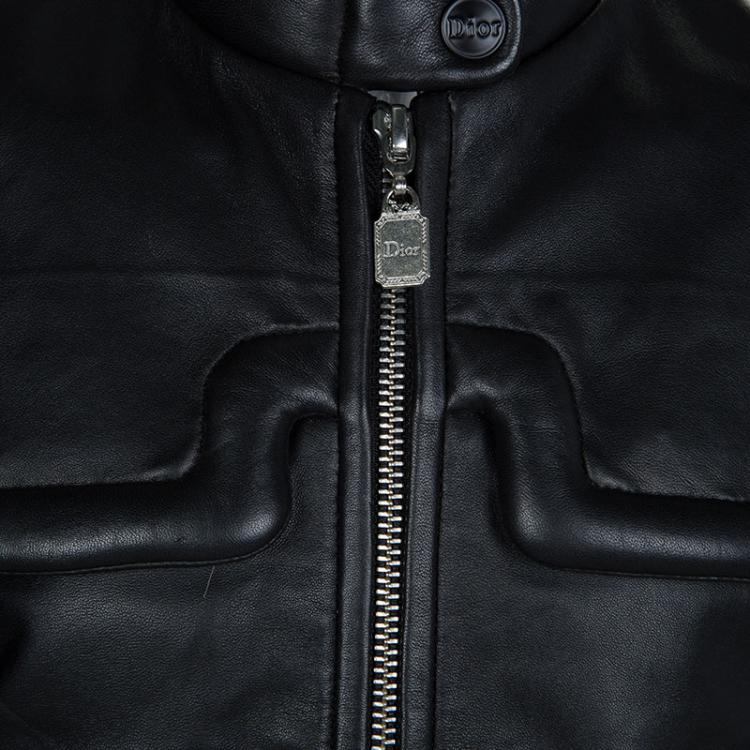 Pre Owned Dior Black Qulted Leather Jacket 8 Yrs