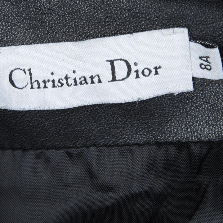 Pre Owned Dior Black Qulted Leather Jacket 8 Yrs
