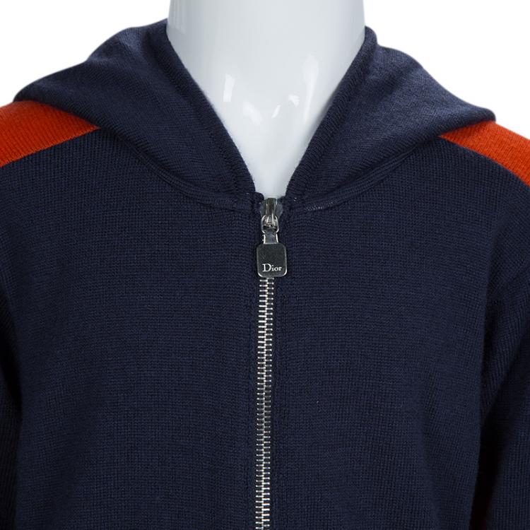Pre Owned Dior Colorblock Wool Hooded Zip Front Cardigan 6 Yrs
