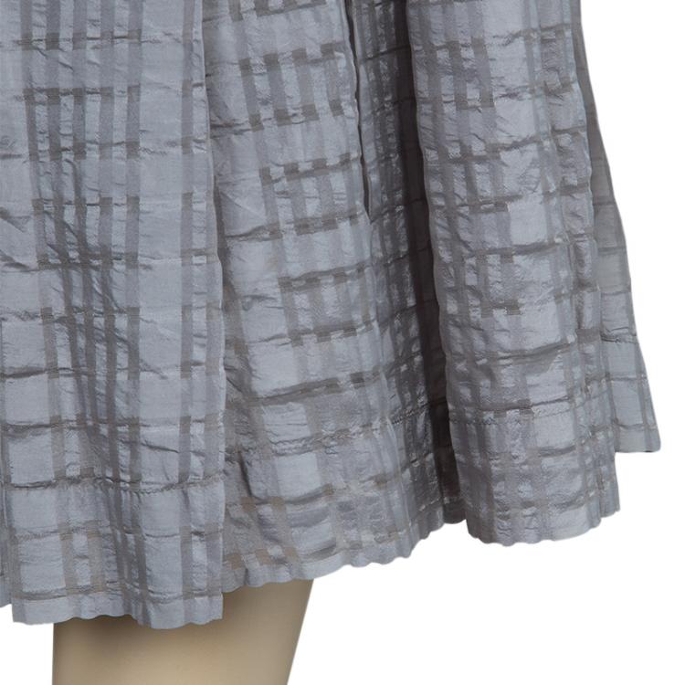 Pre Owned Dior Grey Short Sleeve Back Tie Detail Silk Dress 6 Yrs