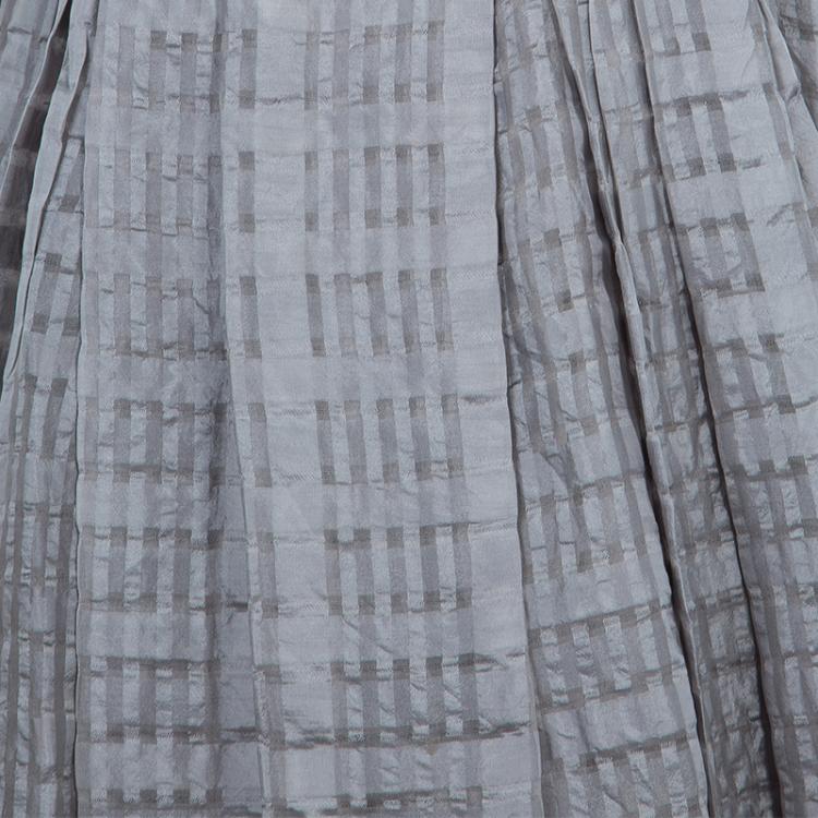 Pre Owned Dior Grey Short Sleeve Back Tie Detail Silk Dress 6 Yrs