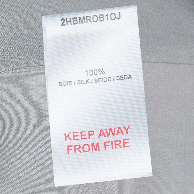 Pre Owned Dior Grey Short Sleeve Back Tie Detail Silk Dress 6 Yrs