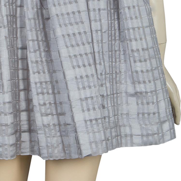 Pre Owned Dior Grey Short Sleeve Back Tie Detail Silk Dress 4 Yrs