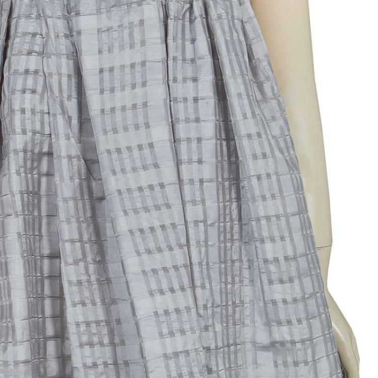 Pre Owned Dior Grey Short Sleeve Back Tie Detail Silk Dress 4 Yrs